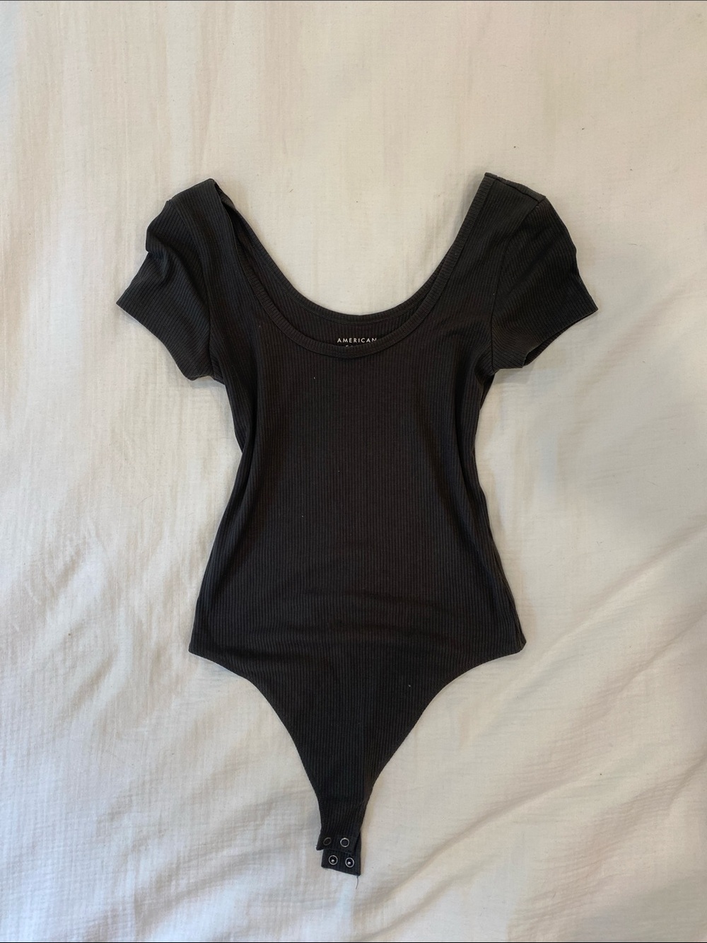 American Eagle Outfitters Gray Ribbed Bodysuit